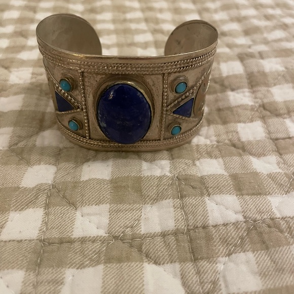 Jewelry - Silver Cuff Bracelet with Blue and Turquoise Accents